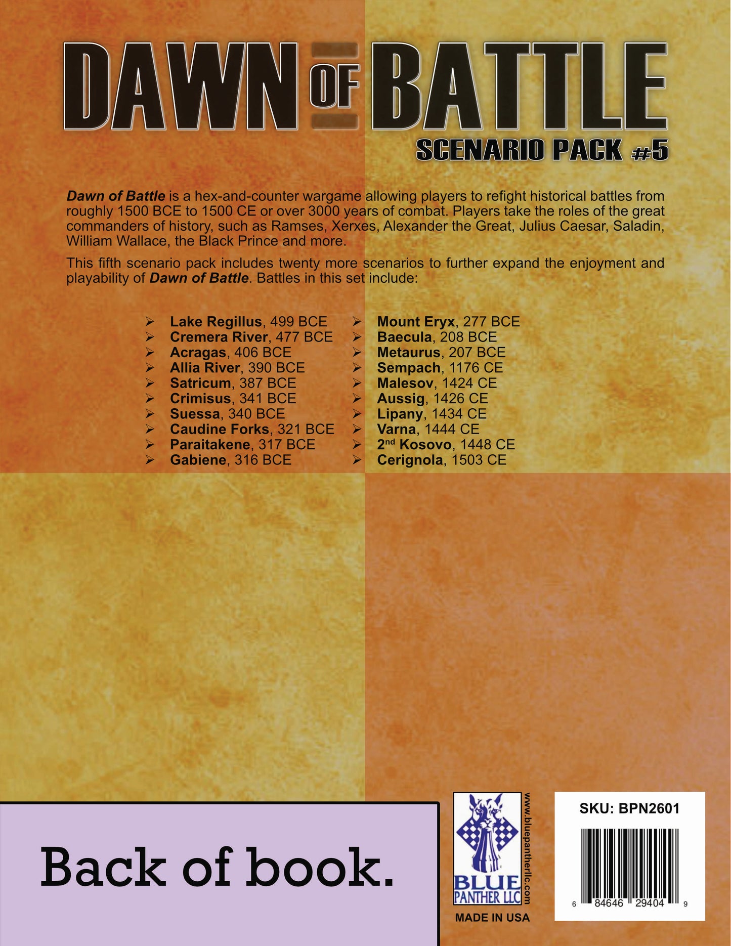 Dawn of Battle: Scenario Pack #5